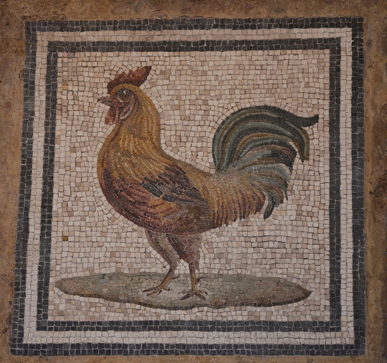Ancient Roman mosaic of a rooster. Image commons.wikimedia.org.