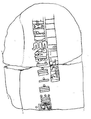 Photograph of Stela C from Tres Zapotes, an Olmec-era carved stone monument featuring glyphs and iconography that reflect early Mesoamerican writing and calendrical systems.